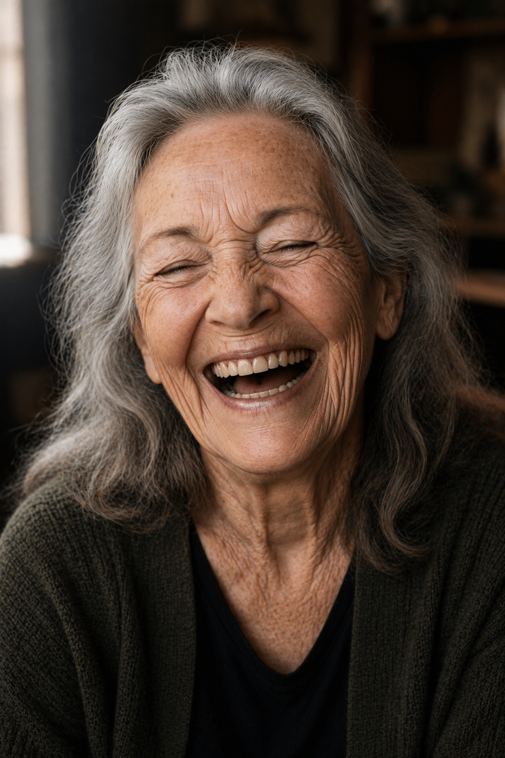 Senhora sorrindo
